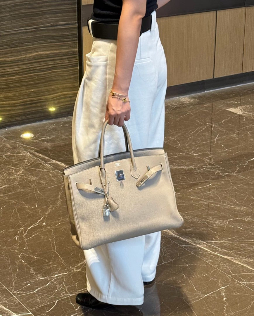 <S - 99成新> Hermès | Birkin 35 斑鳩灰 銀釦