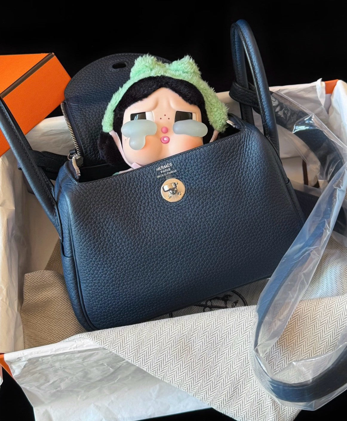 Hermès | Mini Lindy 普魯士藍 銀釦