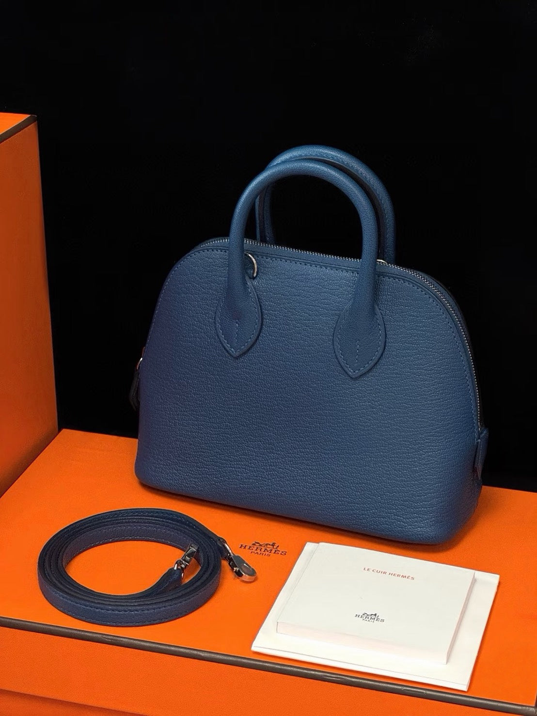 Hermès | Mini Bolide 扎染藍 銀釦