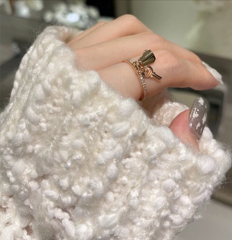 Hermès | Kelly Clochette 鑲鑽戒指 玫瑰金