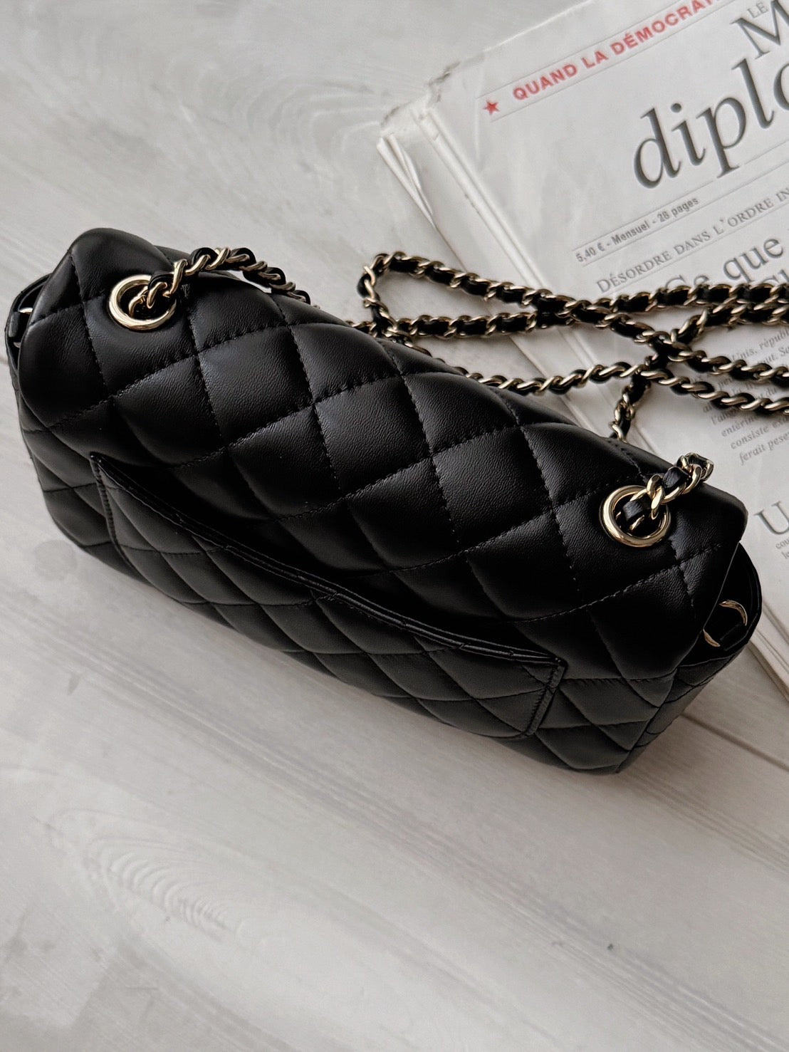 Chanel Mini CF 18cm 新款方胖黑色淡金扣