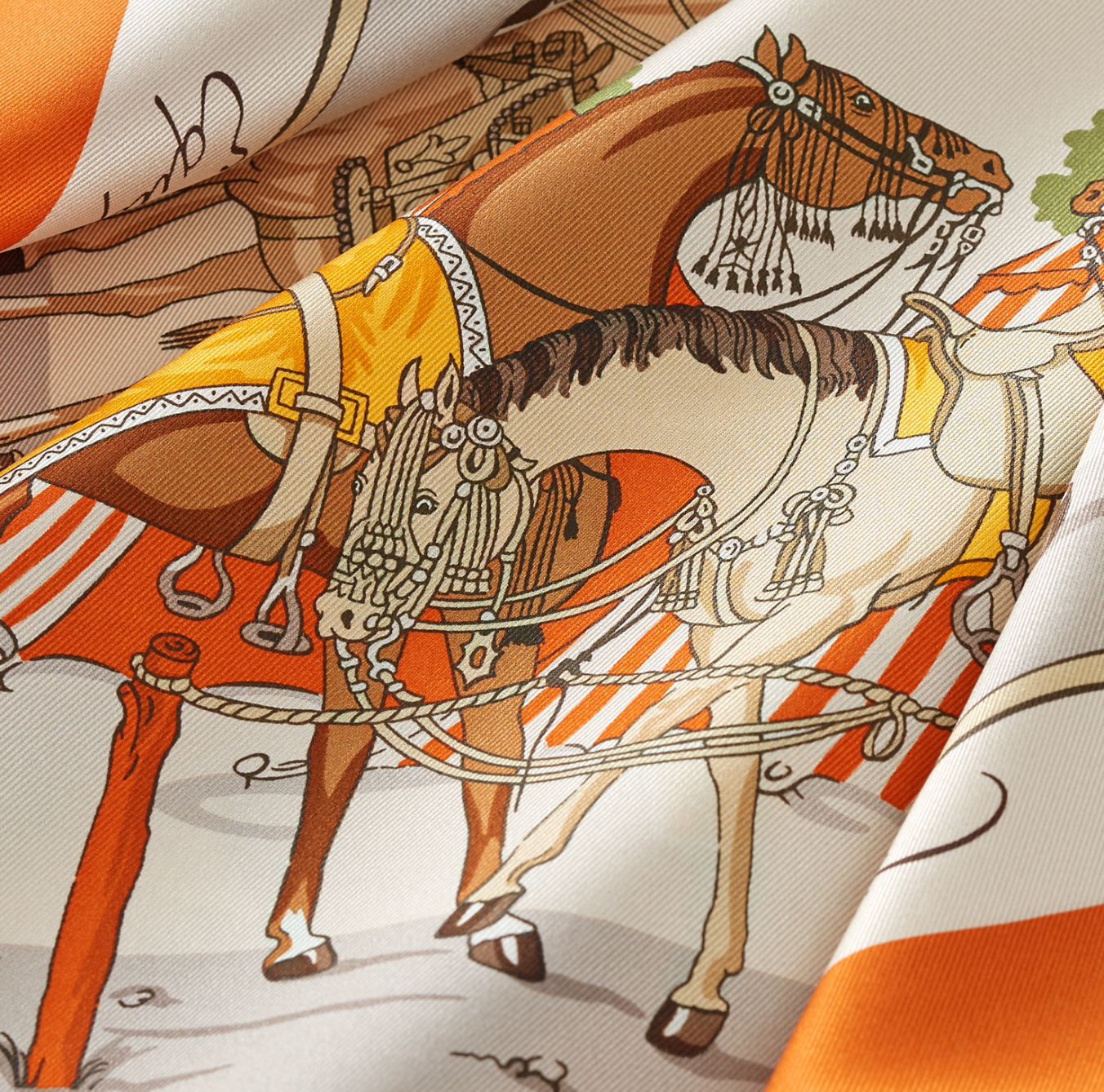 Hermès | 70 絲巾 優雅的馬具 經典橘