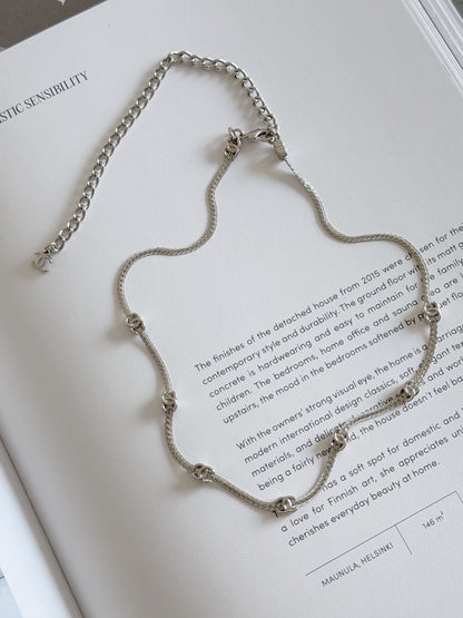 Chanel Choker 七花 銀色項鍊