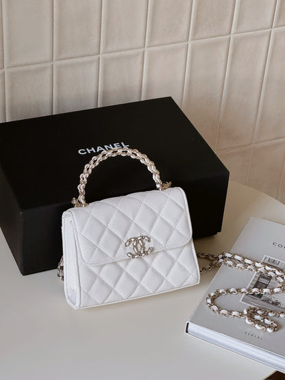 Chanel | 26S Kelly 豎版 白色 荔枝牛皮 皮穿鏈手把
