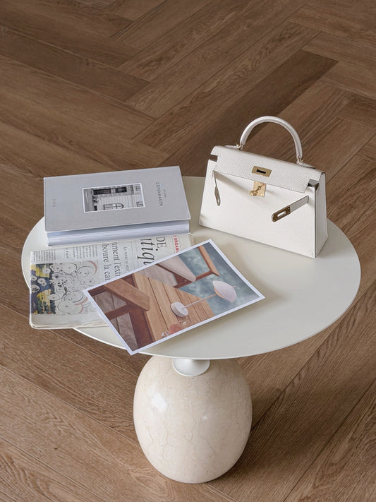 Hermès Mini Kelly II 奶昔白 淡金釦 EPSOM