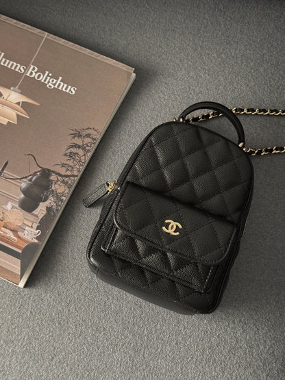 Chanel Mini Backpack 後背包 黑色 荔枝牛皮