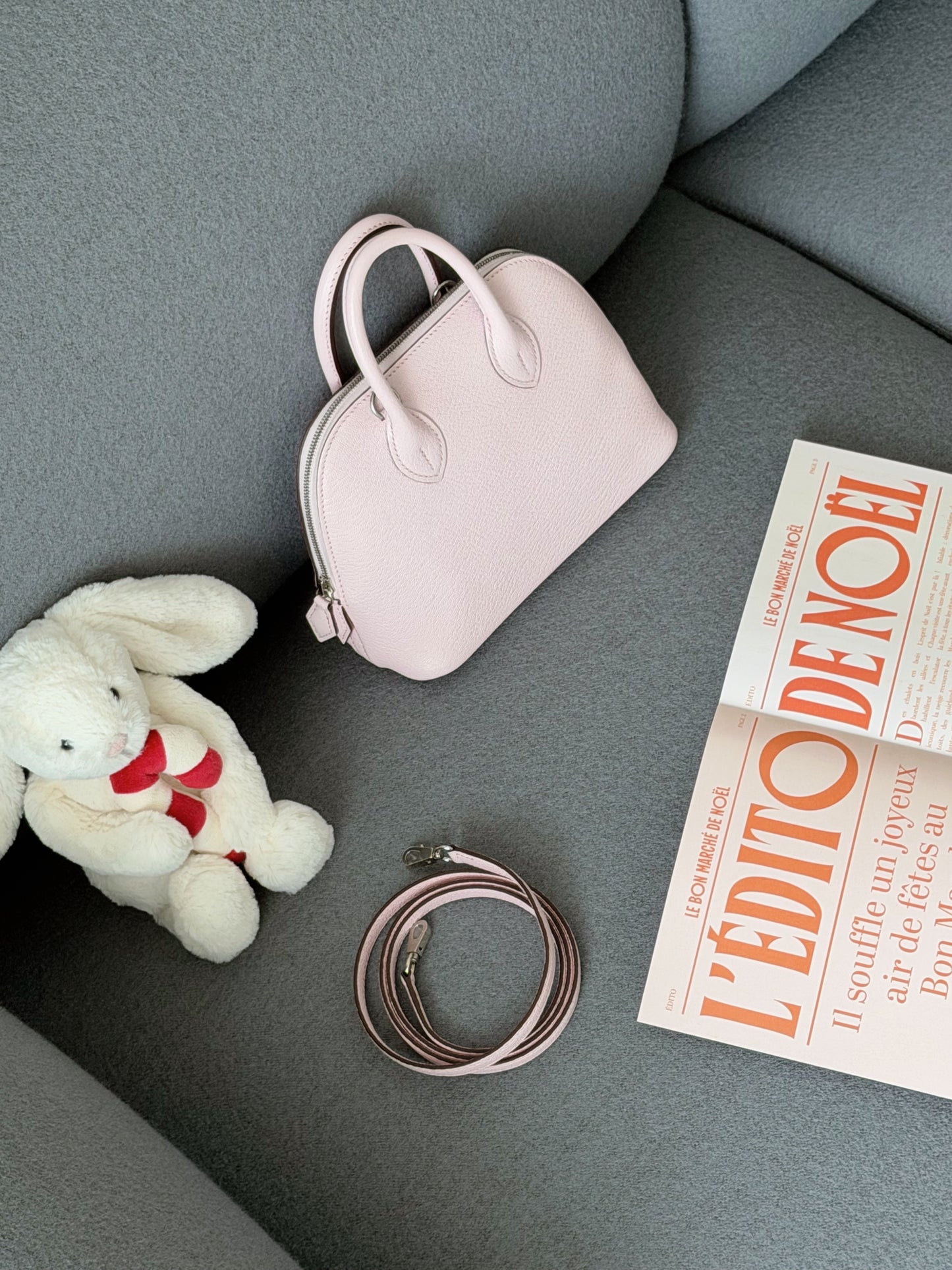 Hermès | Mini Bolide 戀愛粉 銀釦 山羊皮