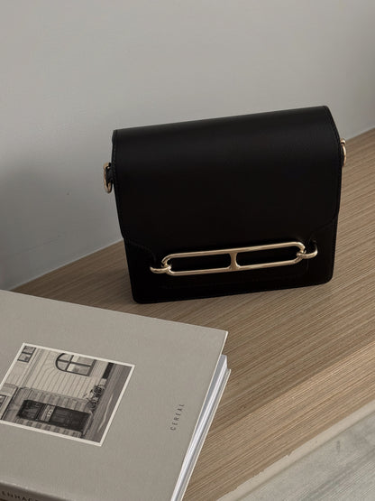 Hermès Mini Roulis 黑色淡金釦