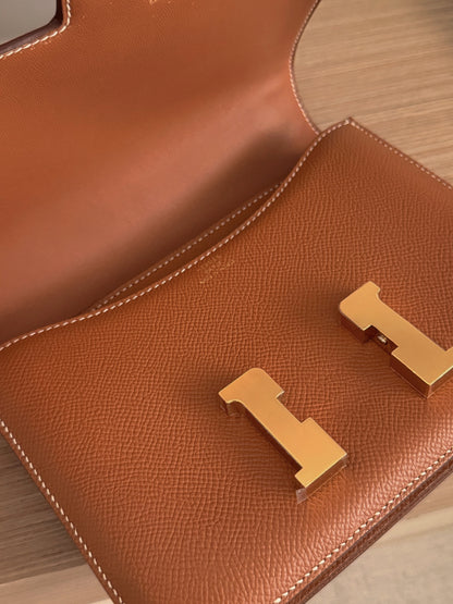 < S-99成新 > Hermès | Mini Constance 金棕色金釦 EP皮