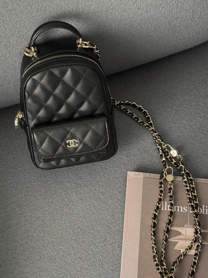 Chanel Mini Backpack 後背包 黑色 荔枝牛皮