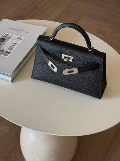 Hermès | Mini Kelly II 黑色 銀釦