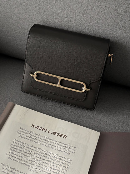 Hermès Mini Roulis 黑色淡金釦