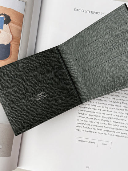 Hermès Citizen 男仕短夾 灰綠色 x 灰色小馬內裡