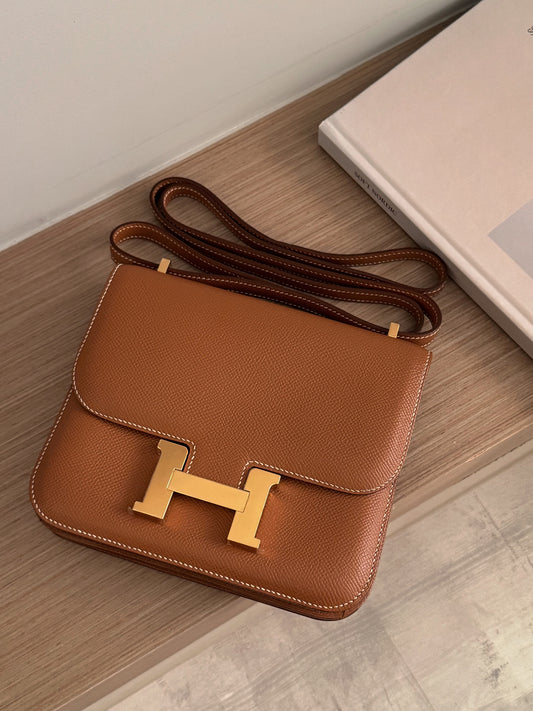 < S-99成新 > Hermès | Mini Constance 金棕色金釦 EP皮