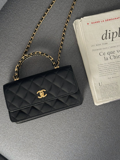 Chanel l 風琴手柄包 黑色金釦