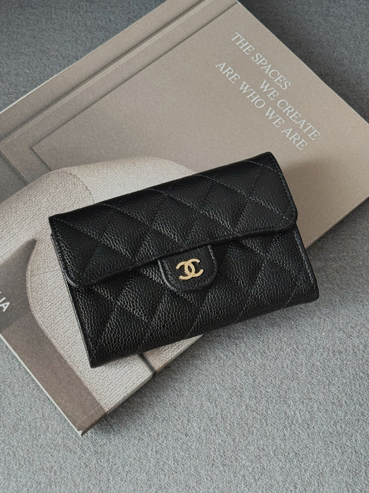 Chanel | 經典CF中夾 黑色金釦