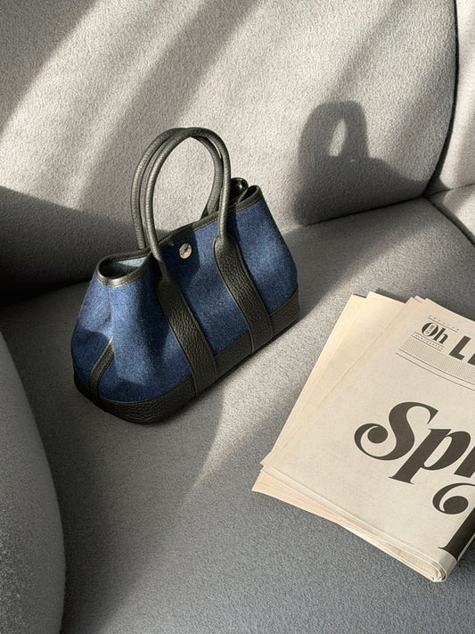 Hermès | Mini Garden Party 牛仔布拼接黑色皮革