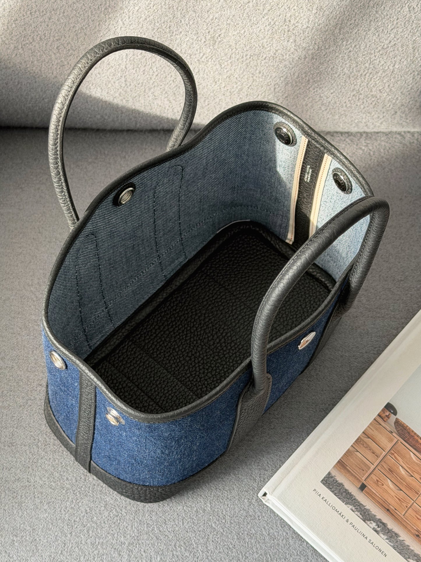 Hermès | Mini Garden Party 牛仔布拼接黑色皮革