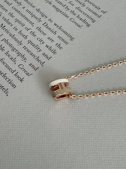 Hermès l Mini Pop H 奶茶拼白色 玫瑰金鏈