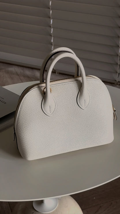 Hermès | Mini Bolide 奶油白 金釦 山羊皮