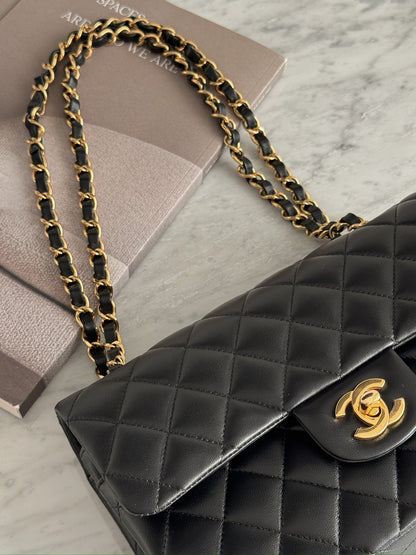 <S-99成新> Chanel | CF23 黑色羊皮金釦