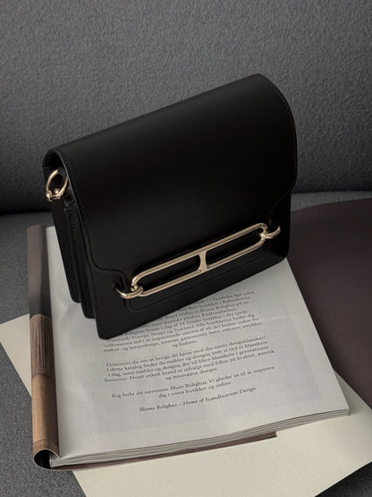Hermès Mini Roulis 黑色淡金釦