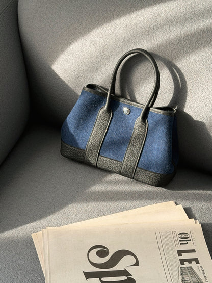 Hermès | Mini Garden Party 牛仔布拼接黑色皮革