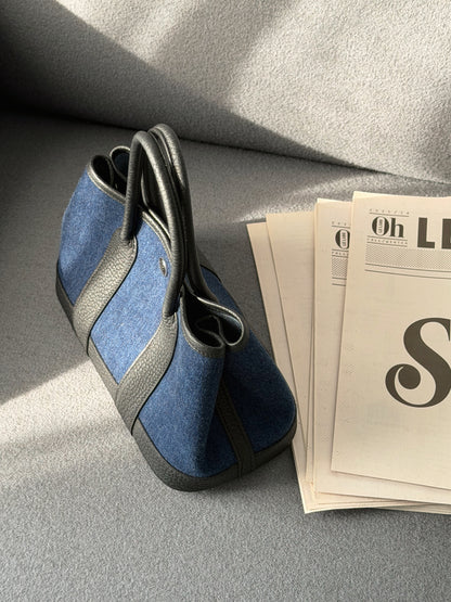 Hermès | Mini Garden Party 牛仔布拼接黑色皮革