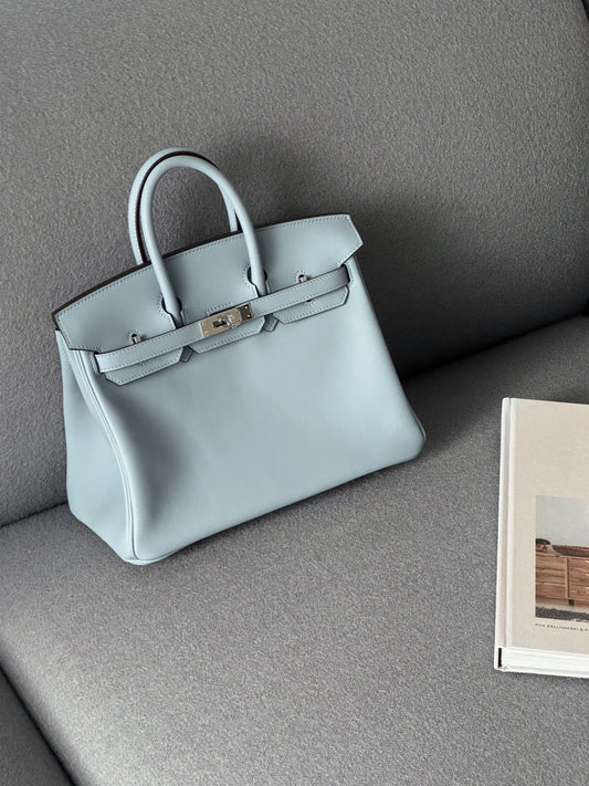 Hermès | Birkin 25 亞麻藍 銀釦 SW皮