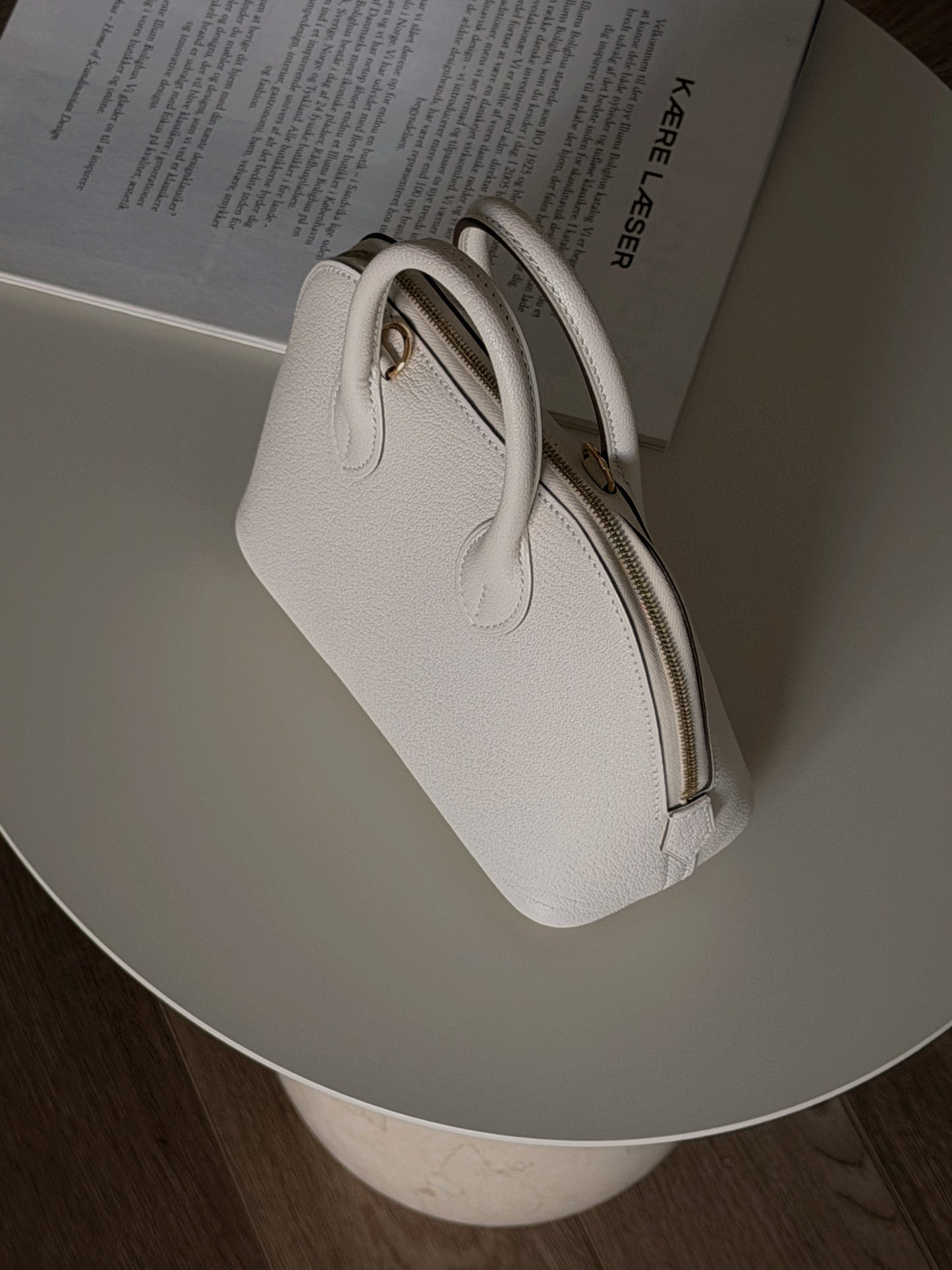 Hermès | Mini Bolide 奶油白 金釦 山羊皮