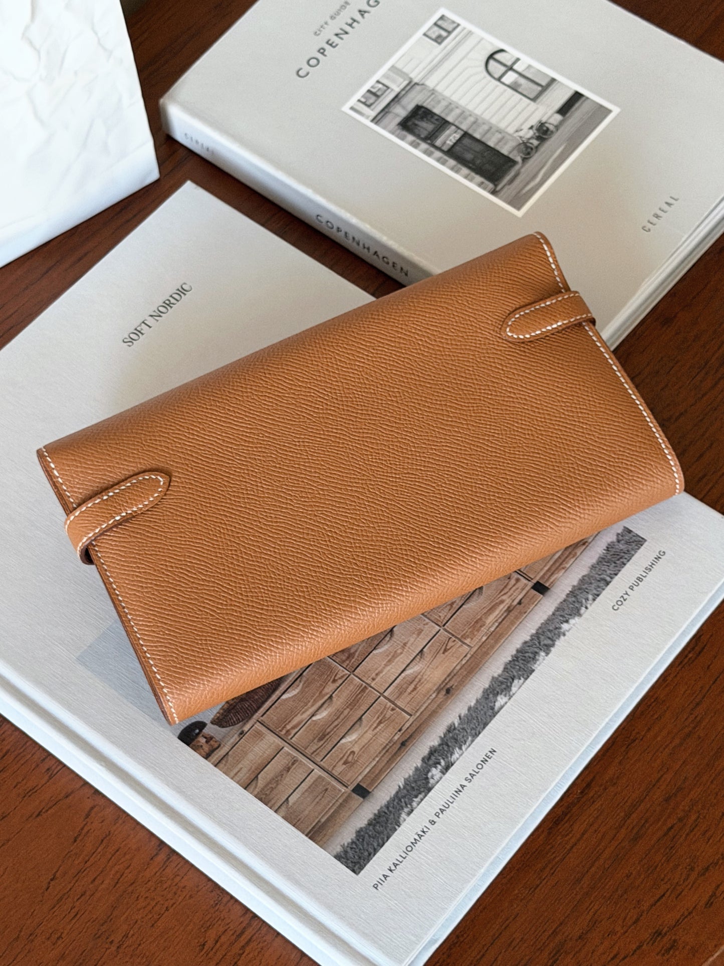 <S-99成新> Hermès Kelly Long Wallet 金棕色 銀釦