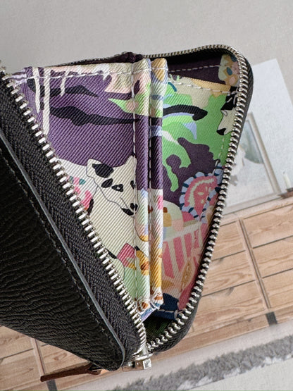 Hermès | 絲巾短夾 黑色 X 魔法森林狗狗內裡