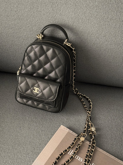 Chanel Mini Backpack 後背包 黑色 荔枝牛皮