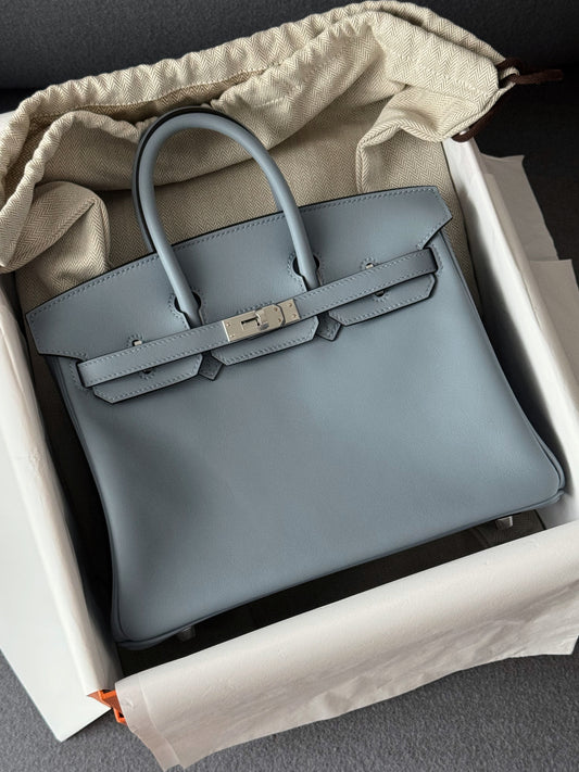 Hermès | Birkin 25 亞麻藍 銀釦