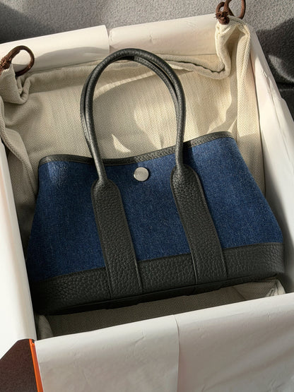 Hermès | Mini Garden Party 牛仔布拼接黑色皮革