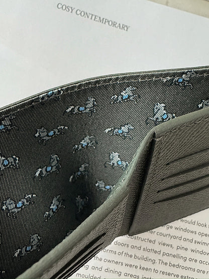 Hermès Citizen 男仕短夾 灰綠色 x 灰色小馬內裡