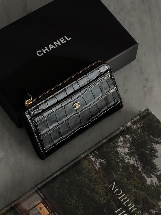 Chanel | L 型卡包 鱷魚壓紋