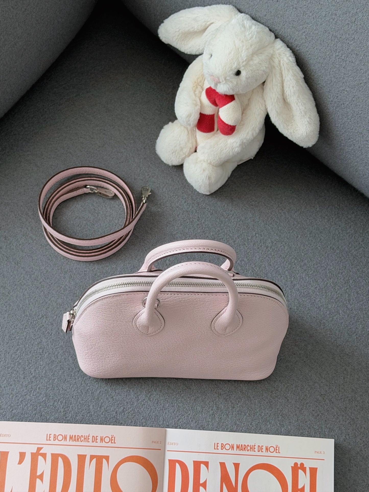 Hermès | Mini Bolide 戀愛粉 銀釦 山羊皮