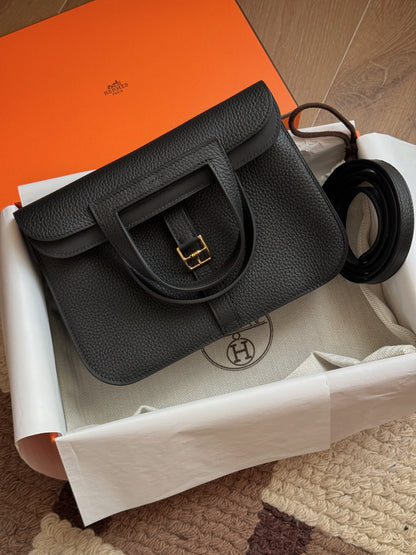 Hermès Halzan 25 黑色金釦