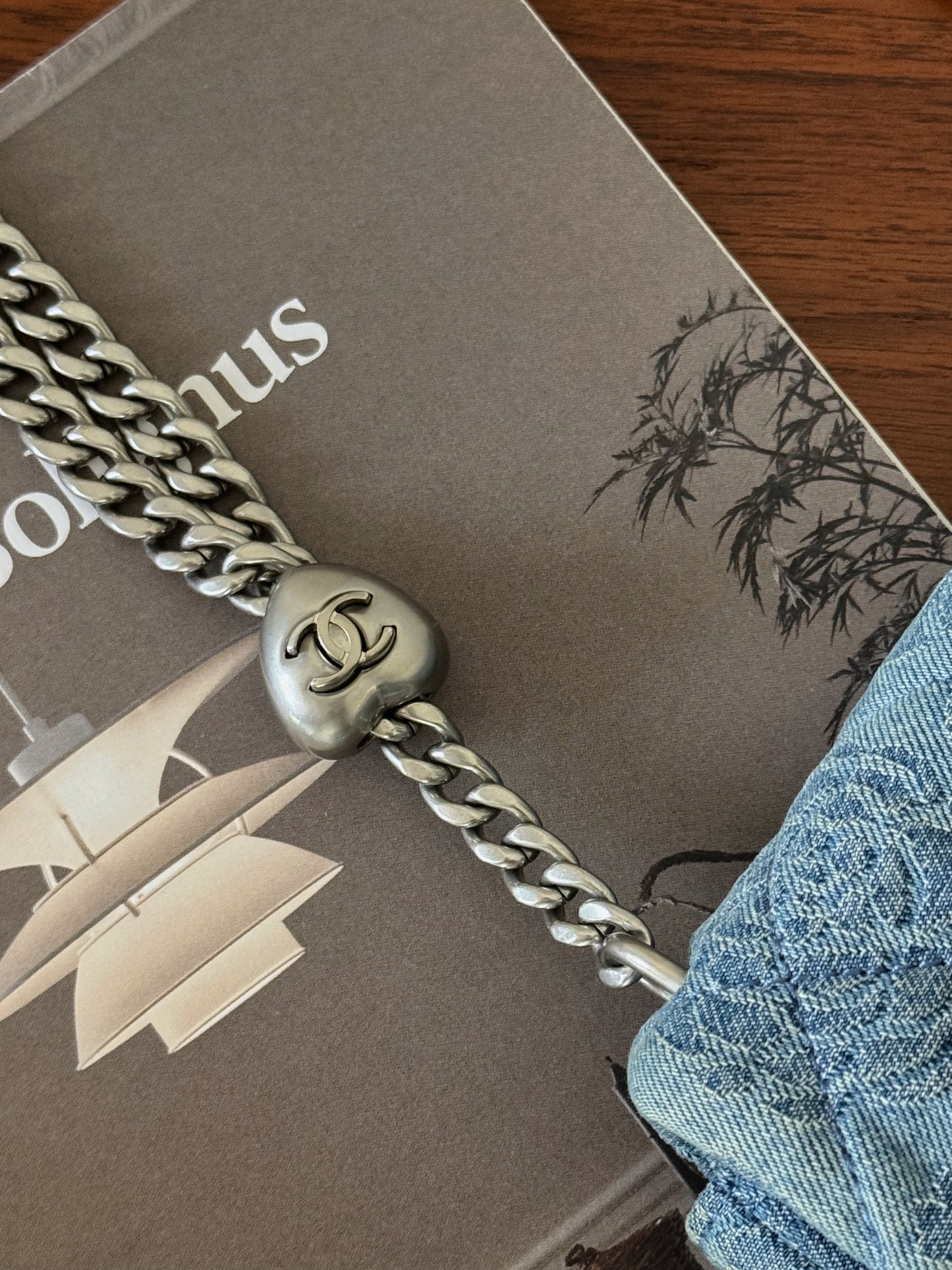 <S-99成新> Chanel Mini CF 牛仔 愛心調節釦