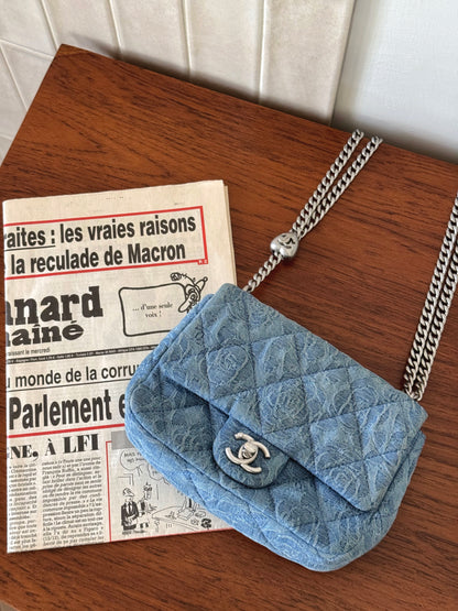 <S-99成新> Chanel Mini CF 牛仔 愛心調節釦