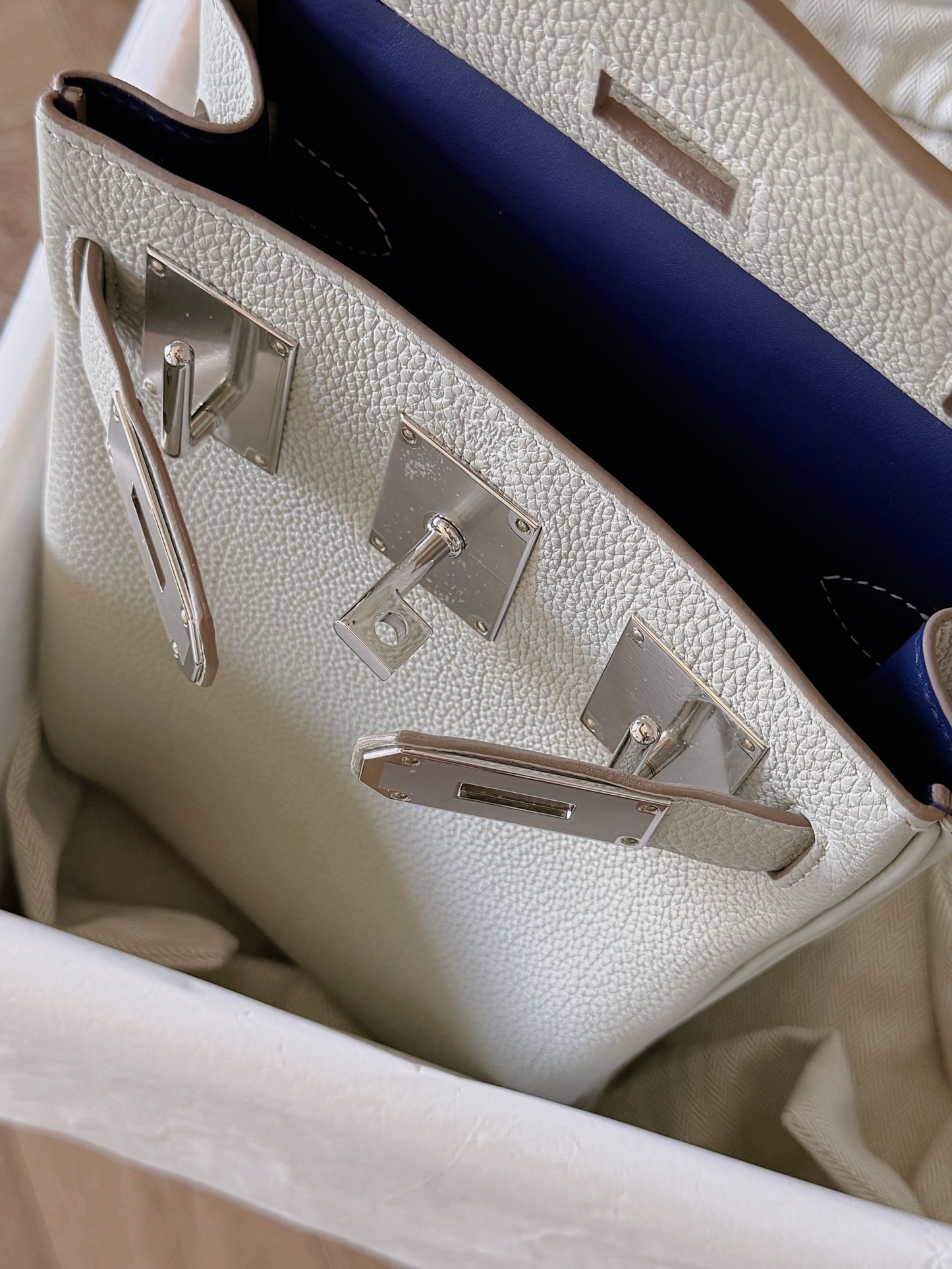 Hermès | Hac a dos PM 冰川白 內裡拼接藍色