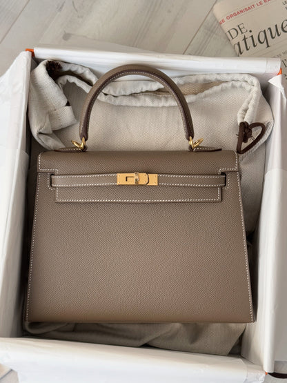 Hermès Kelly 25 大象灰 金釦 Epsom