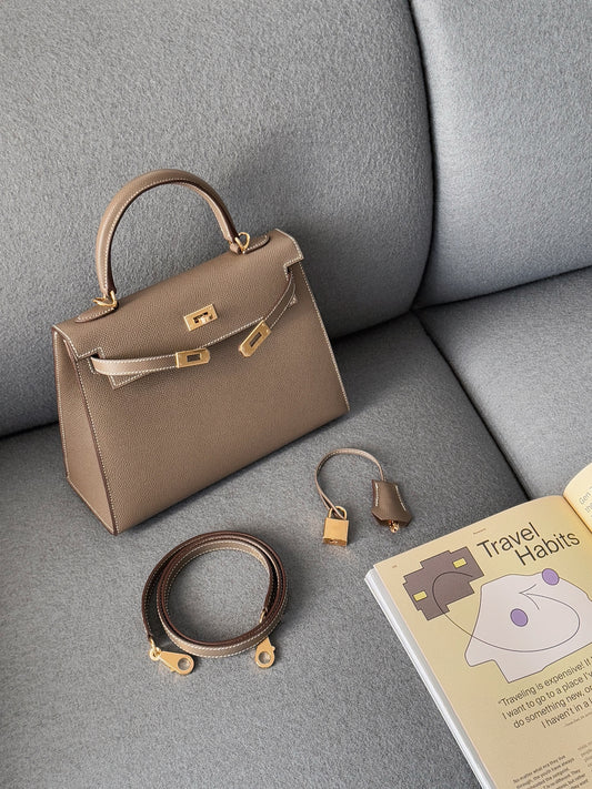 Hermès Kelly 25 大象灰金釦 Epsom皮革
