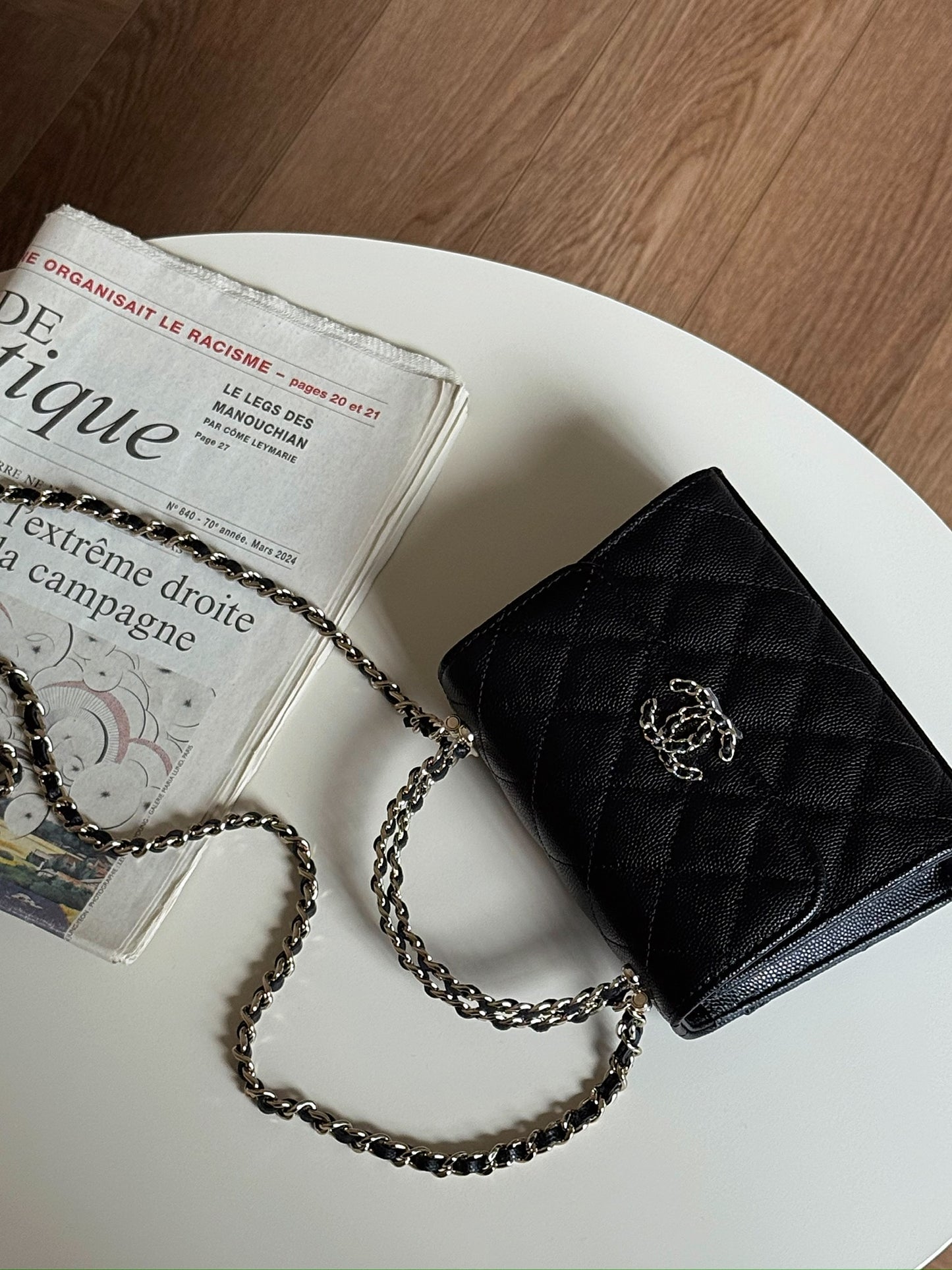 Chanel | Kelly Bag 豎版 皮穿鏈提把款 黑色