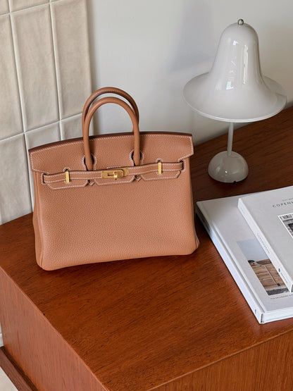 Hermès Birkin 25 金棕色 金釦 Togo