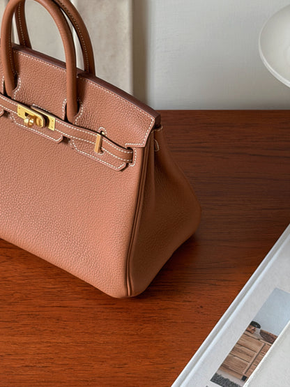Hermès Birkin 25 金棕色 金釦 Togo