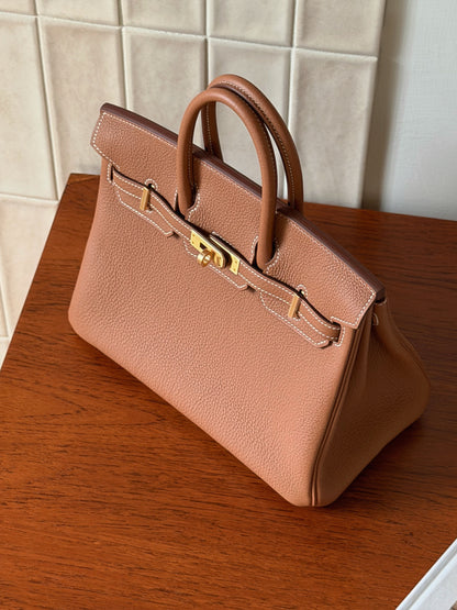 Hermès Birkin 25 金棕色 金釦 Togo