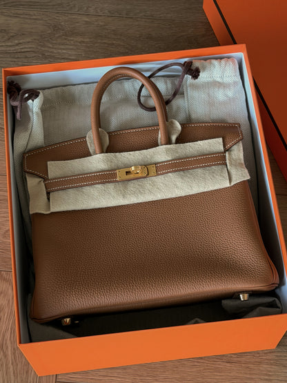 Hermès Birkin 25 金棕色 金釦 Togo