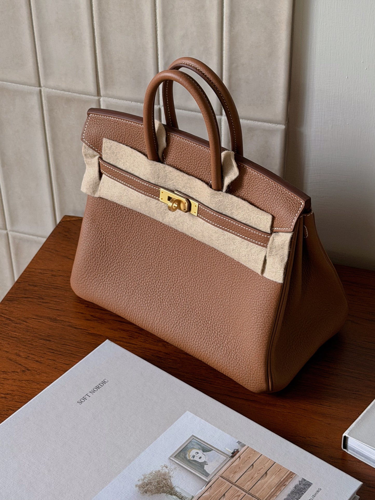 Hermès Birkin 25 金棕色 金釦 Togo